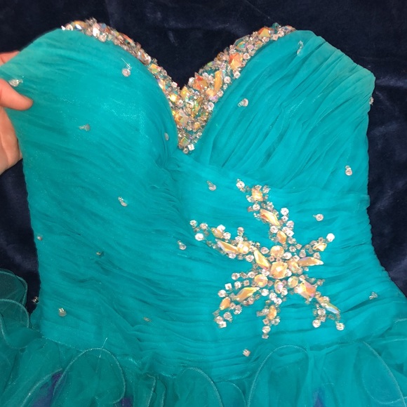 Turquoise Homecoming or prom dress - Picture 2 of 7